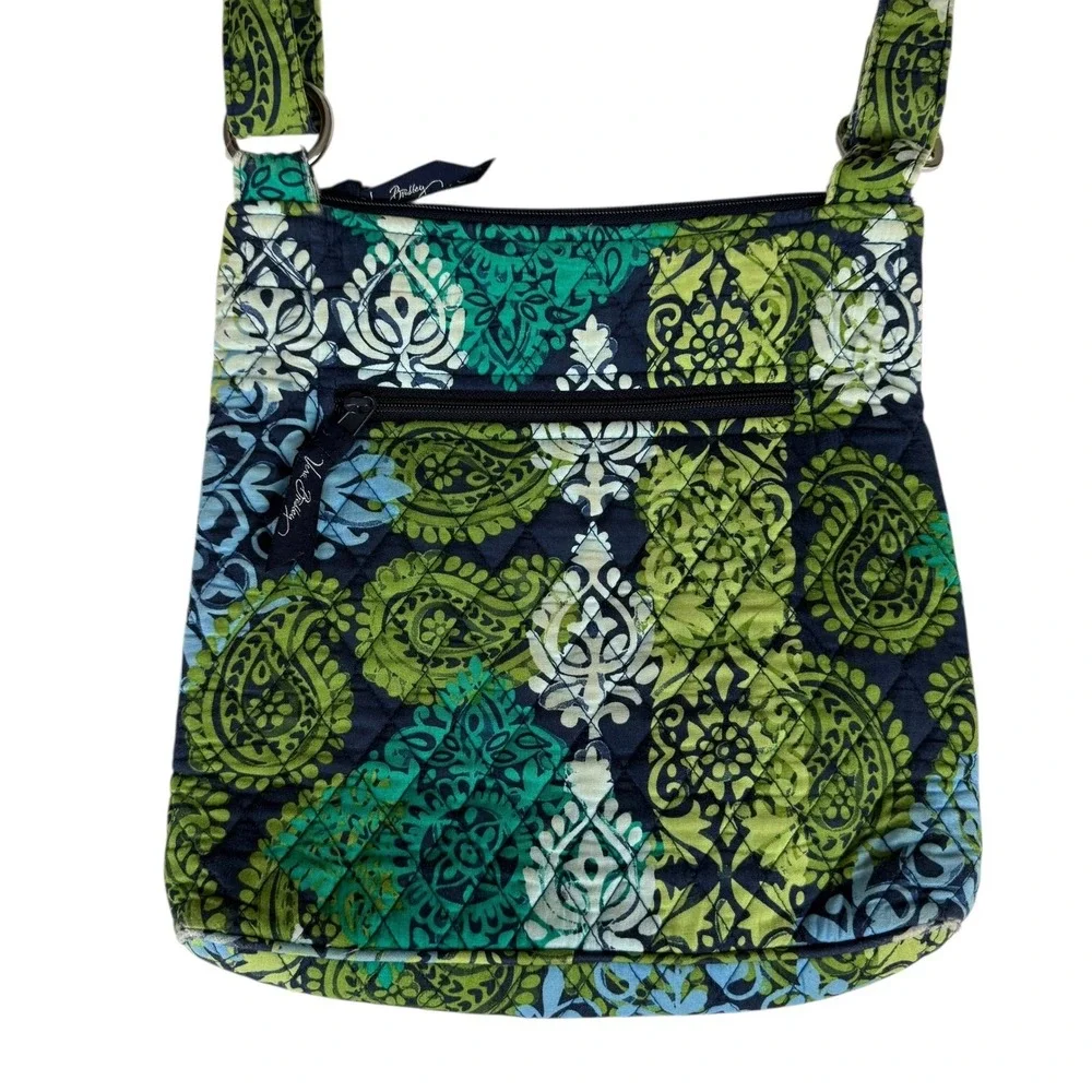 Vera Bradley Triple Zip Hipster crossbody bag Caribbean Sea‎ Quilted Blu Green